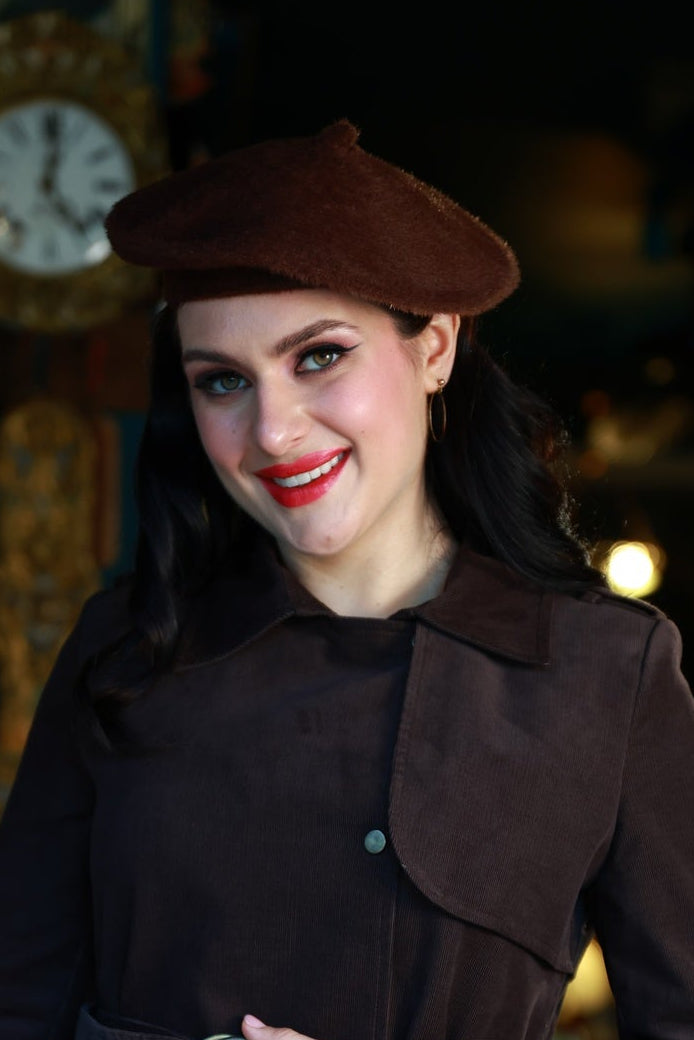 Doris Plain Beret Brown