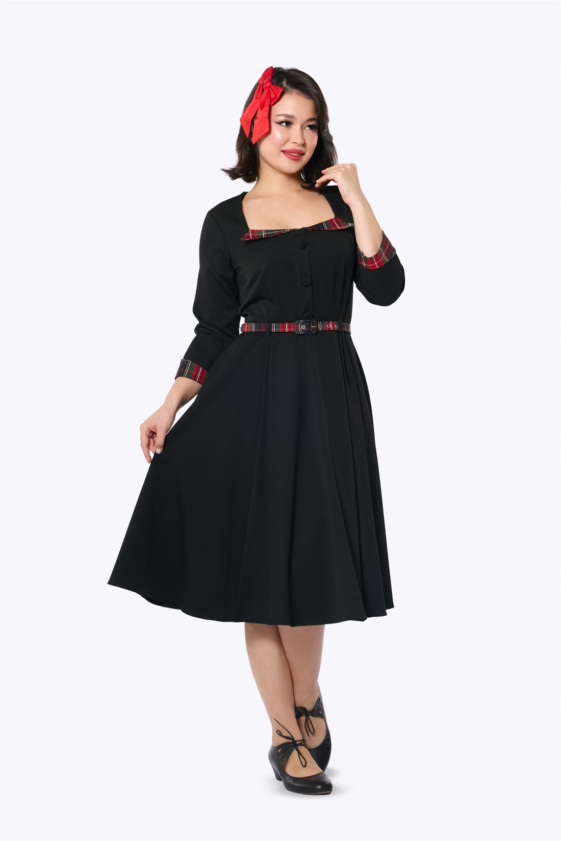 Wanda Check Trim Swing Dress