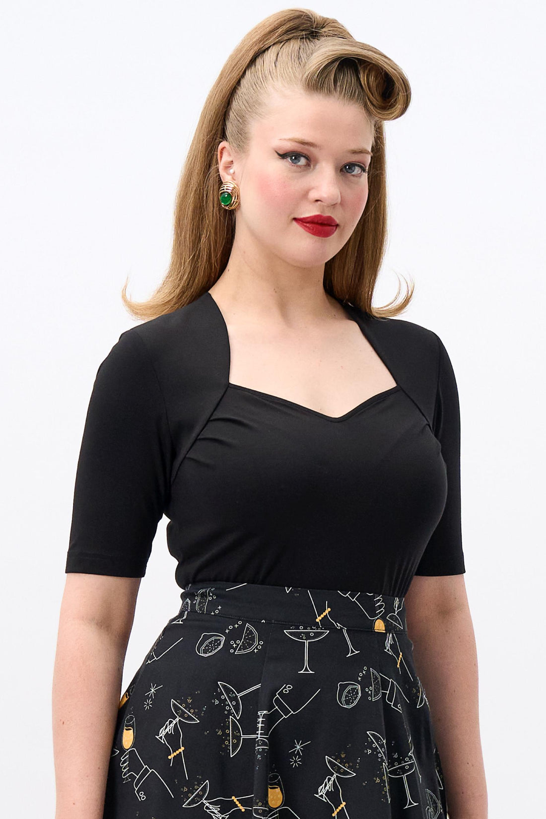 Sweetheart Black Jersey Top