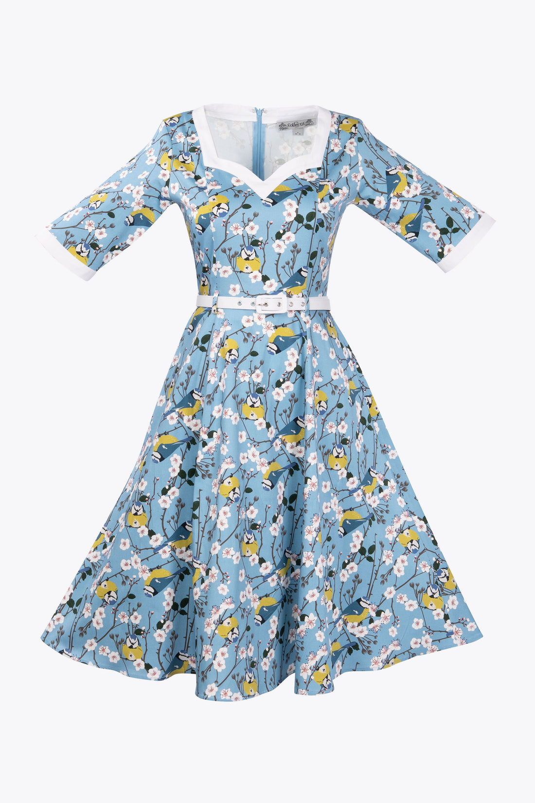 Sandy Blossom Birds Swing Dress