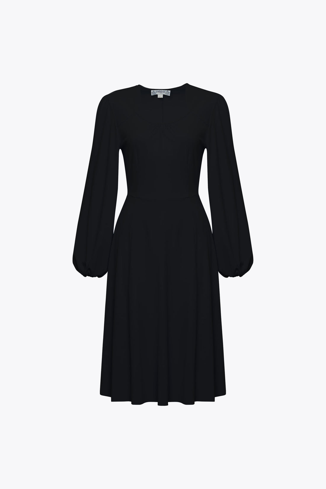 Leslie Black Balloon Sleeve Jersey Dress