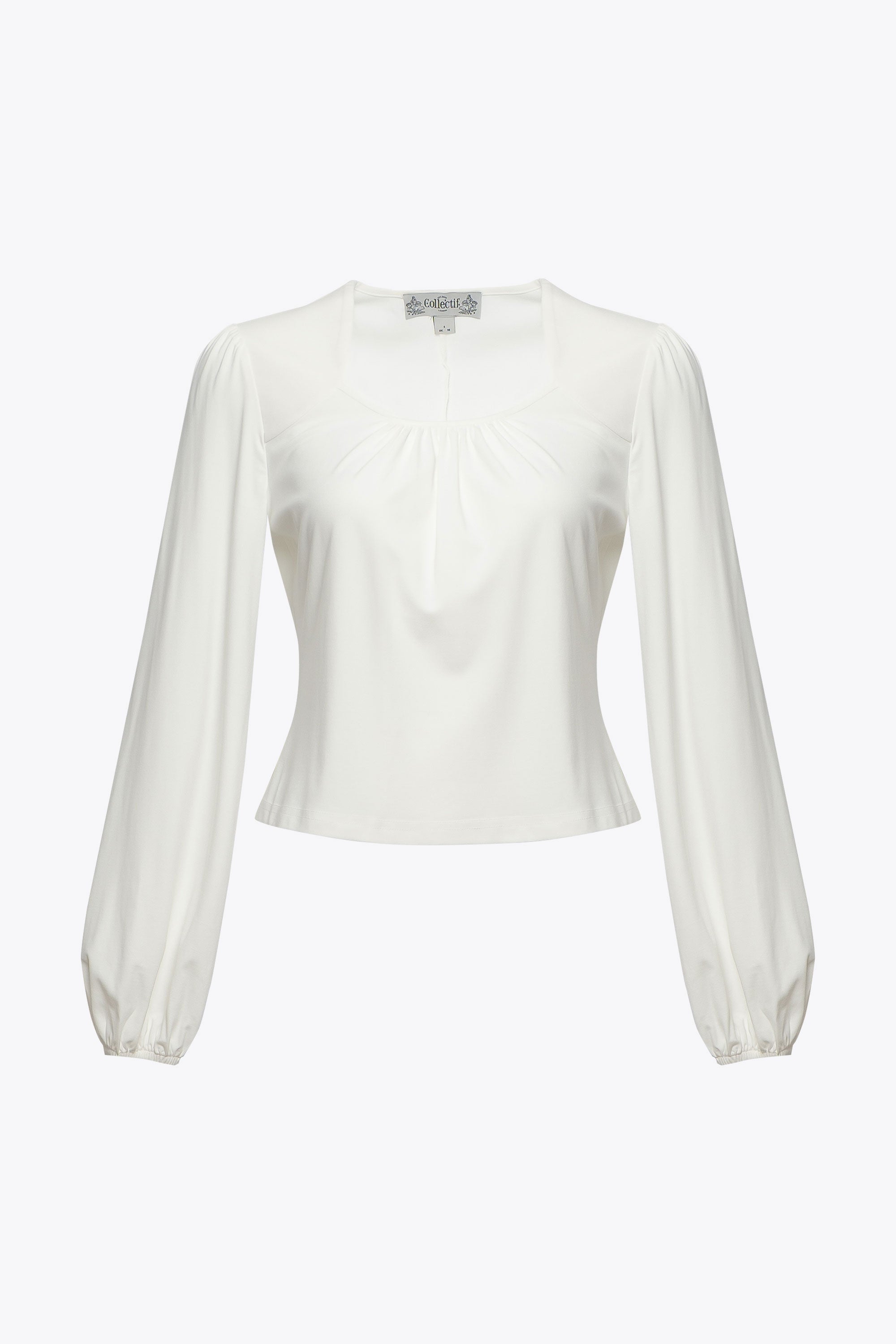 Leslie White Balloon Sleeve Jersey Top