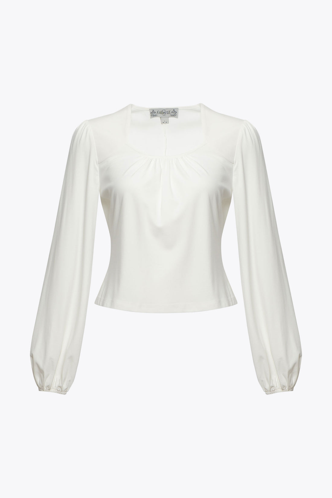 Leslie White Balloon Sleeve Jersey Top