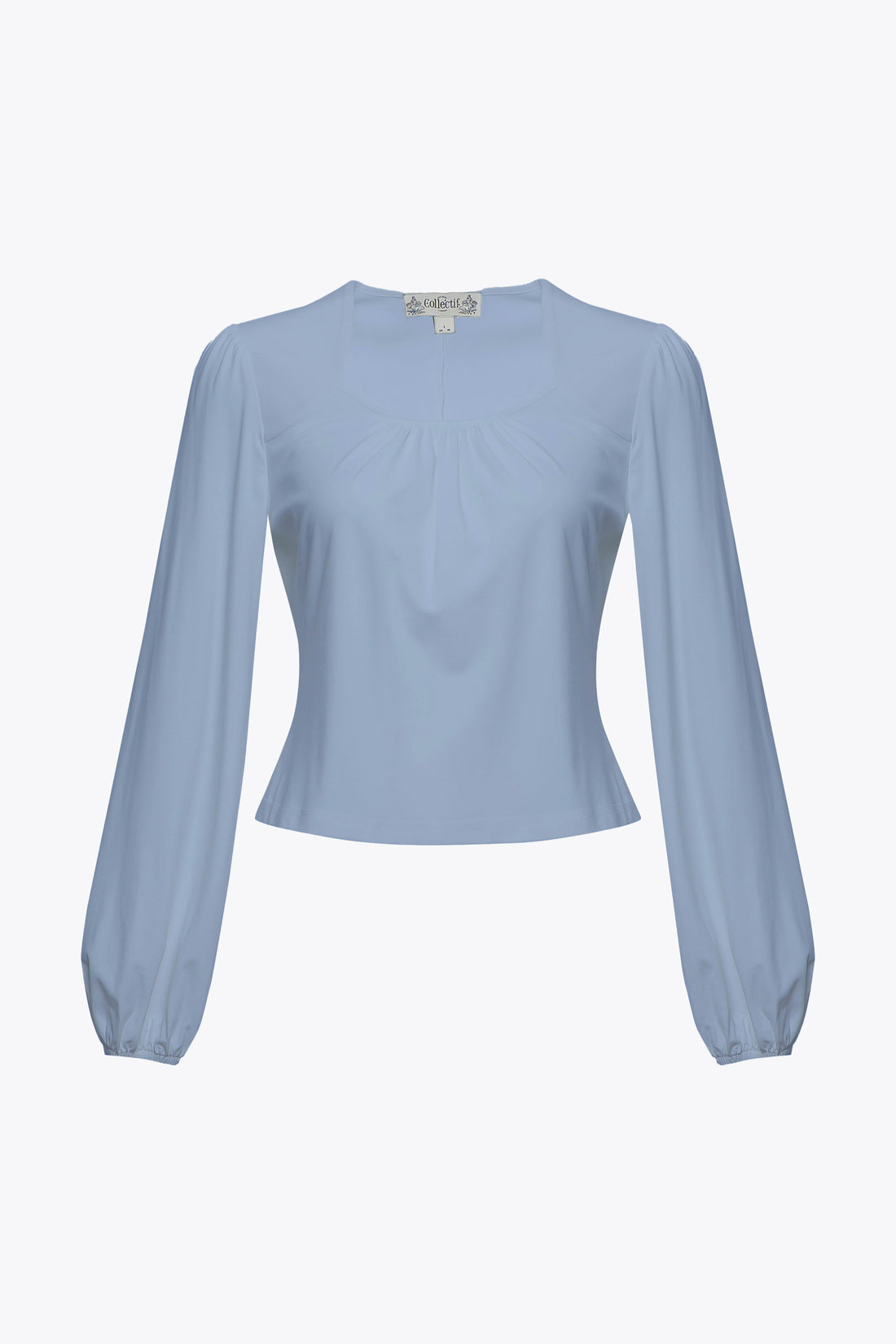 Leslie Blue Balloon Sleeve Jersey Top