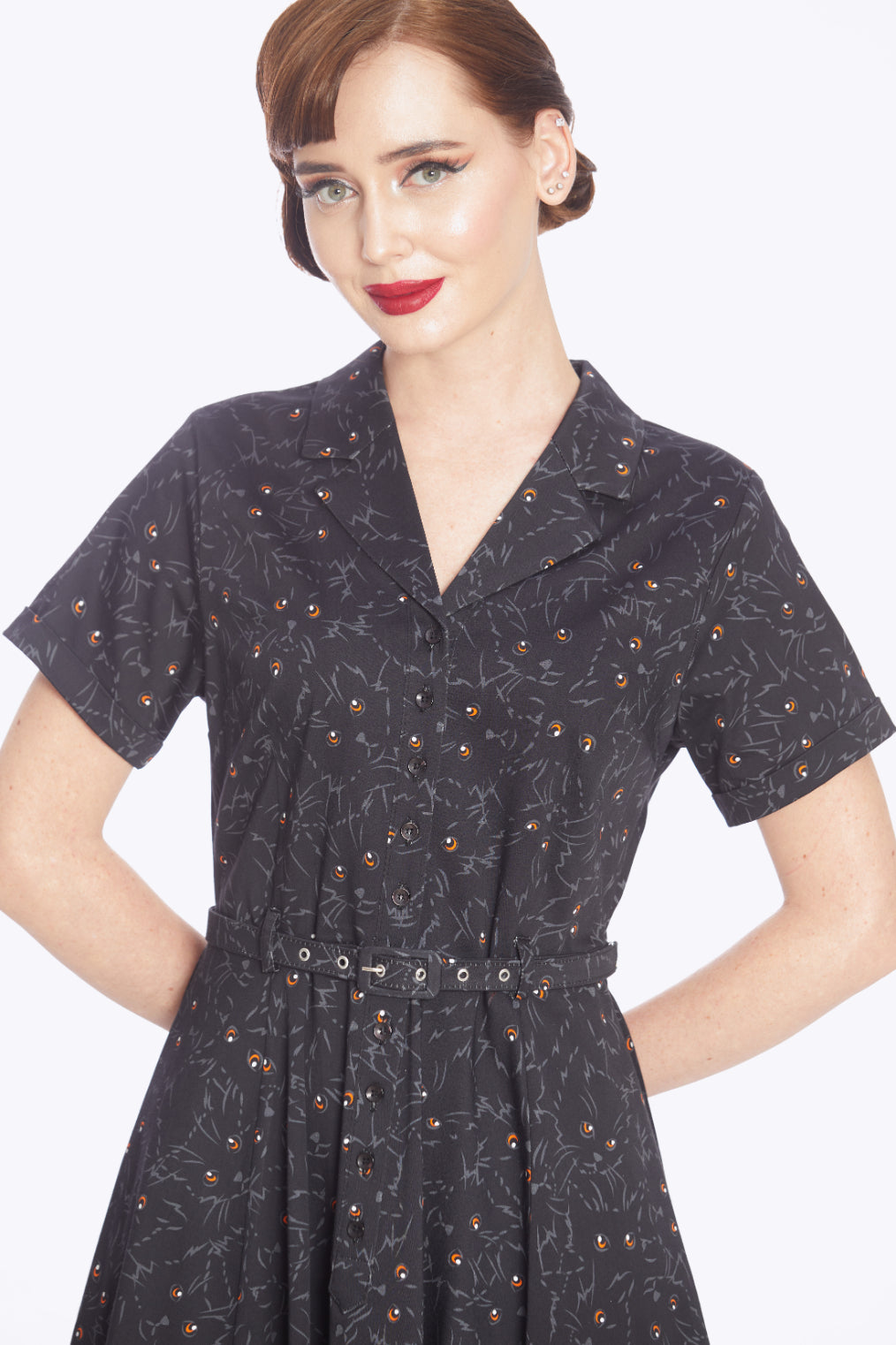 Caterina Black Cats Swing Dress