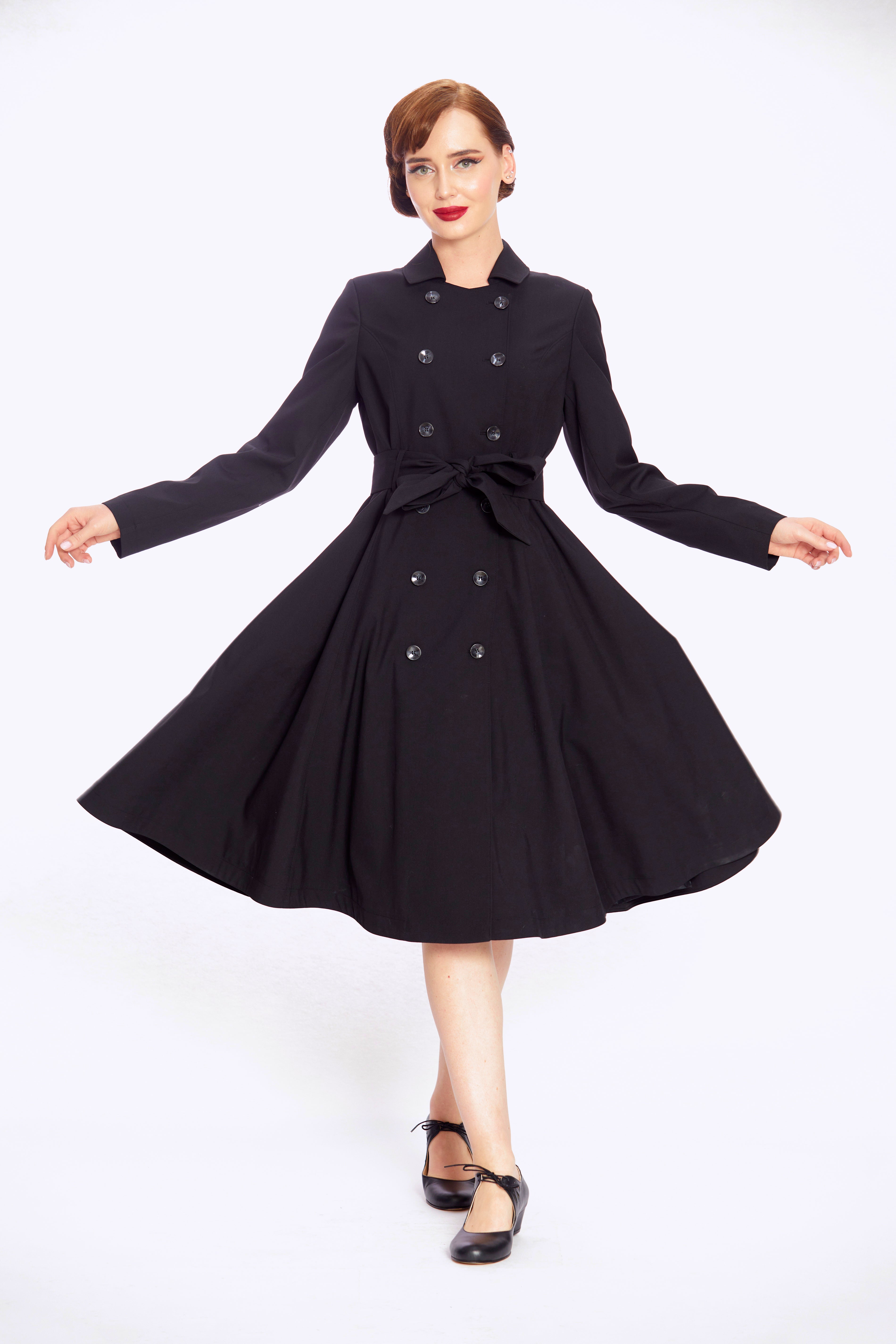 Korrina Black Swing Trench Coat