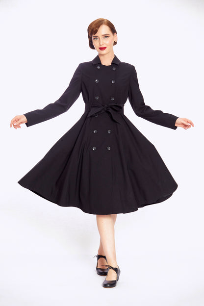 Korrina Black Swing Trench Coat