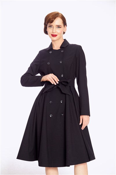Korrina Black Swing Trench Coat
