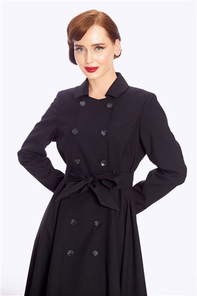 Korrina Black Swing Trench Coat