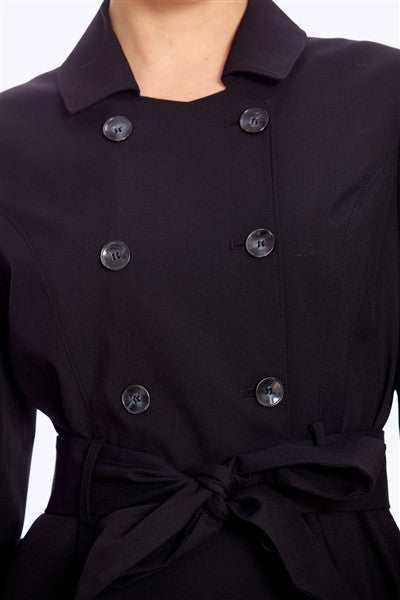 Korrina Black Swing Trench Coat