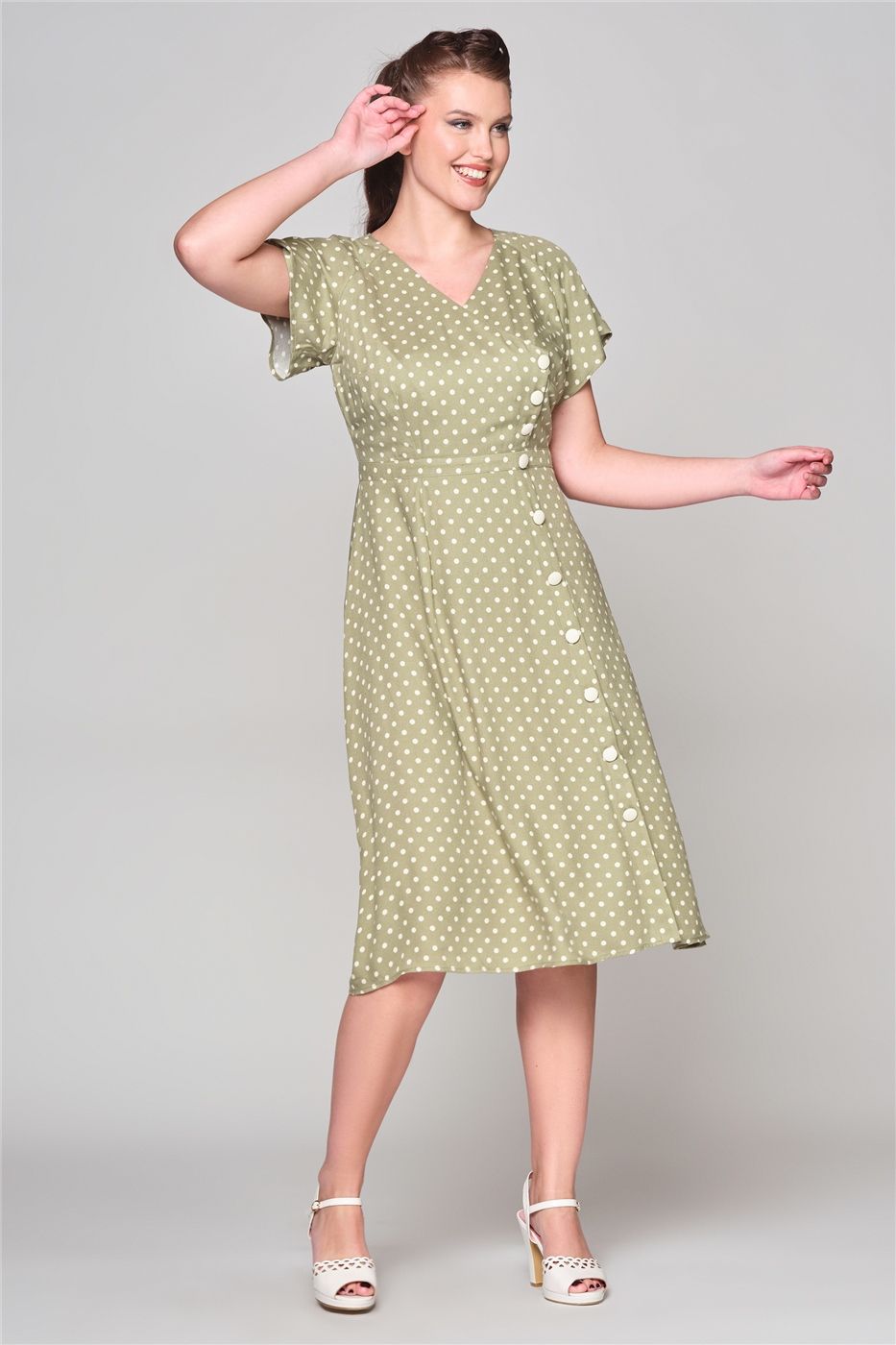 Cherylin Vintage Polka Flared Dress