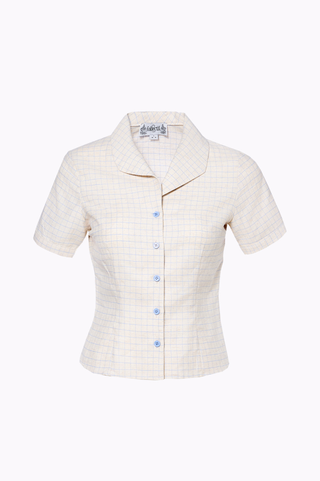 Taylor Grid Check Blouse Ocean