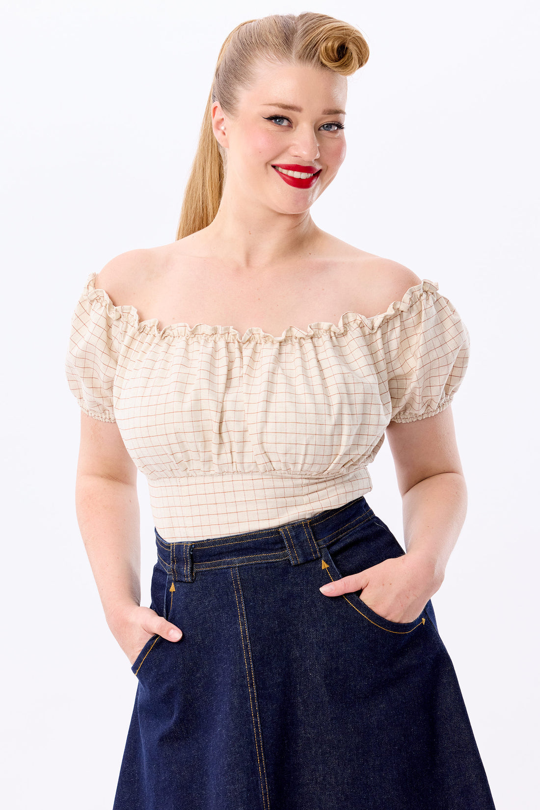 Viviana Grid Check Top Desert