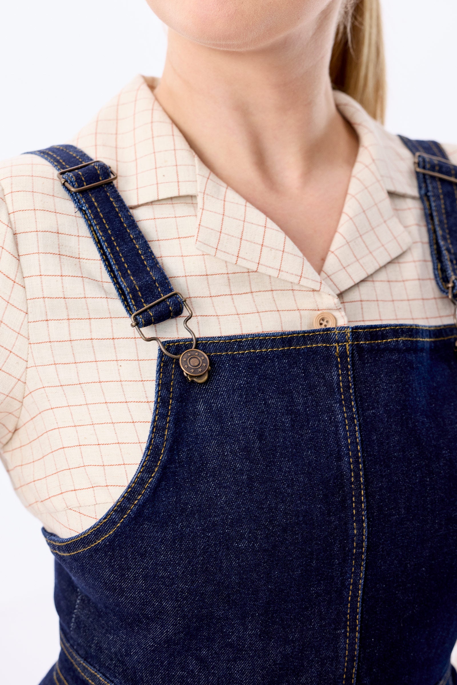 Gina Denim Pinafore Flared Dress