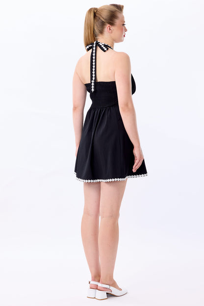 Milly Black Daisy Trim Mini Dress