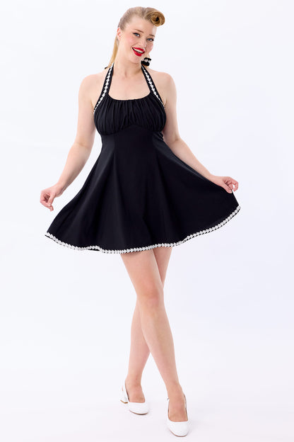 Milly Black Daisy Trim Mini Dress