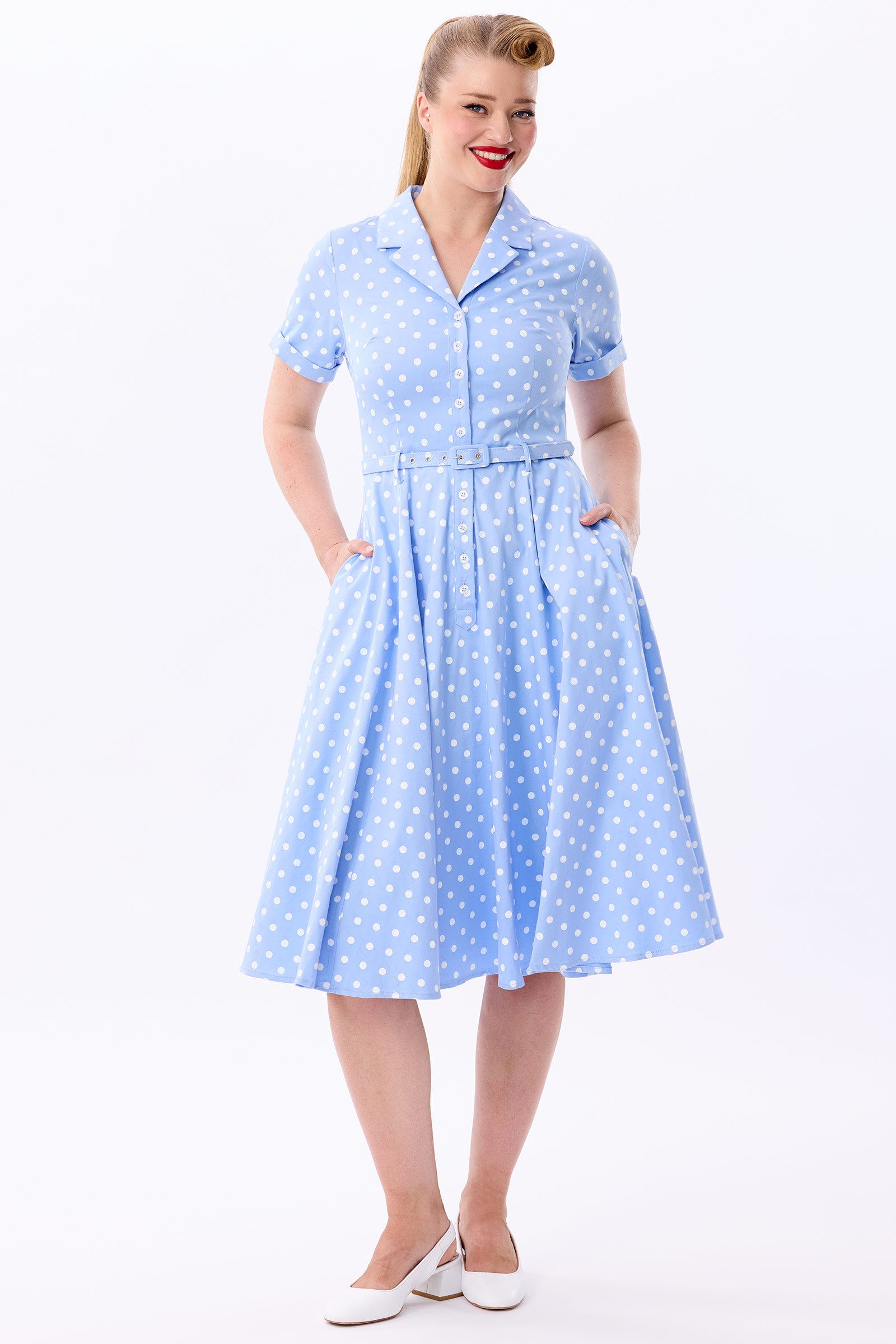 Caterina Sky Polka Swing Dress