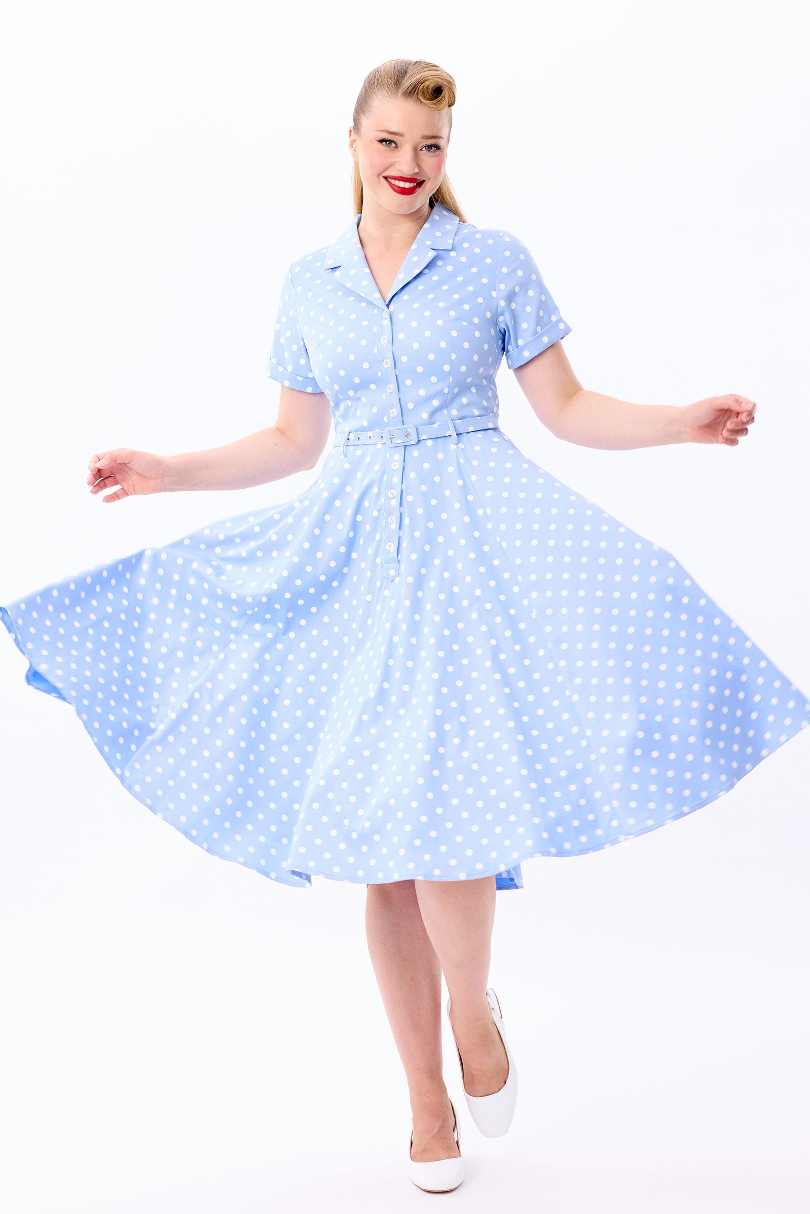 Caterina Sky Polka Swing Dress