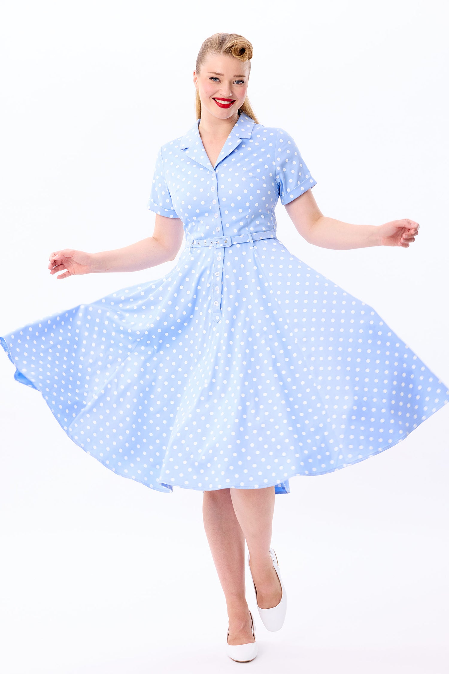 Caterina Sky Polka Swing Dress