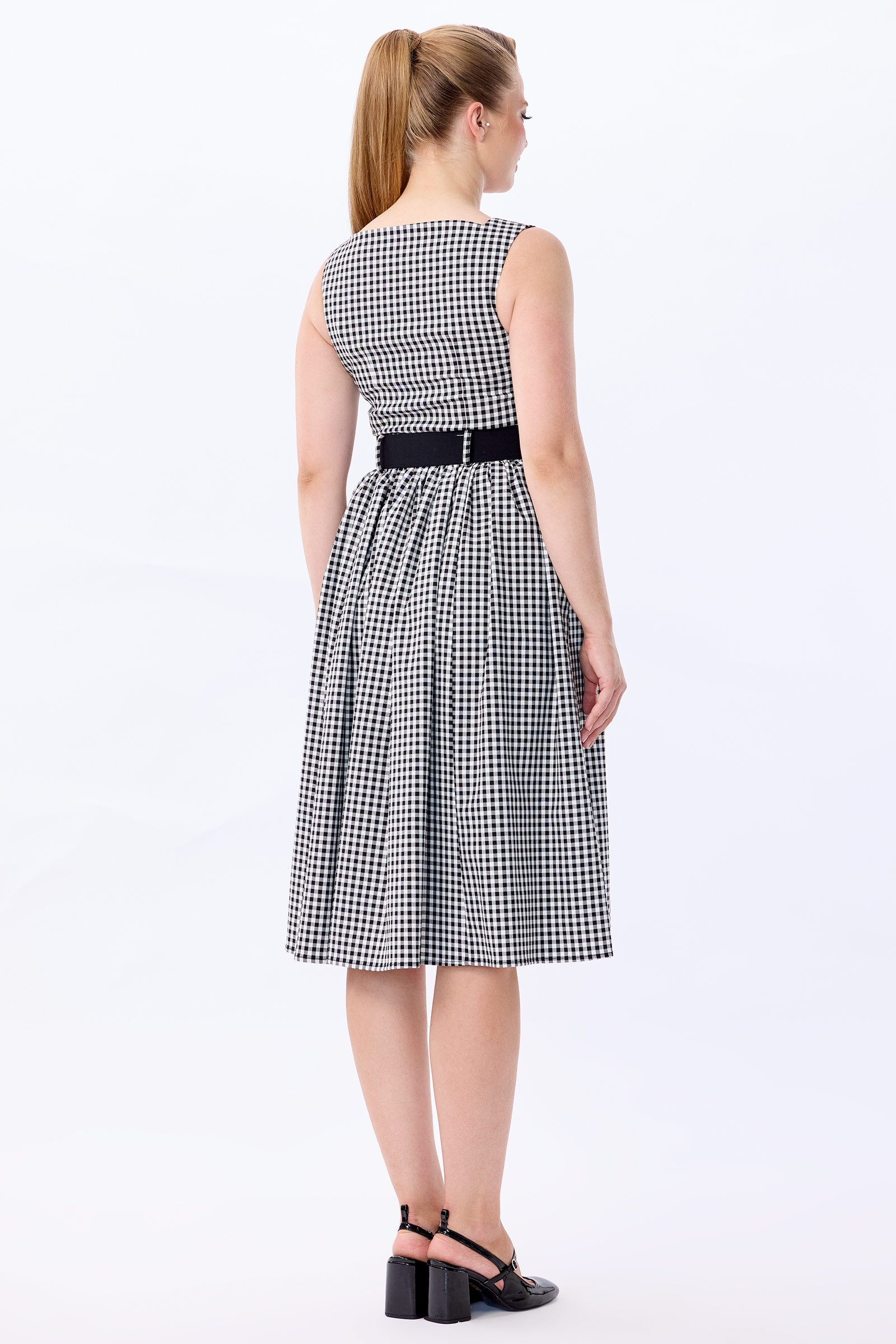 Polly Black Gingham Swing Dress