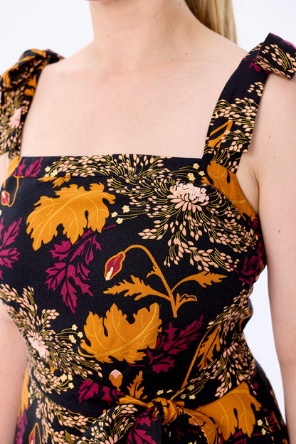 Katrina Gold Leaf Flared Maxi Dress