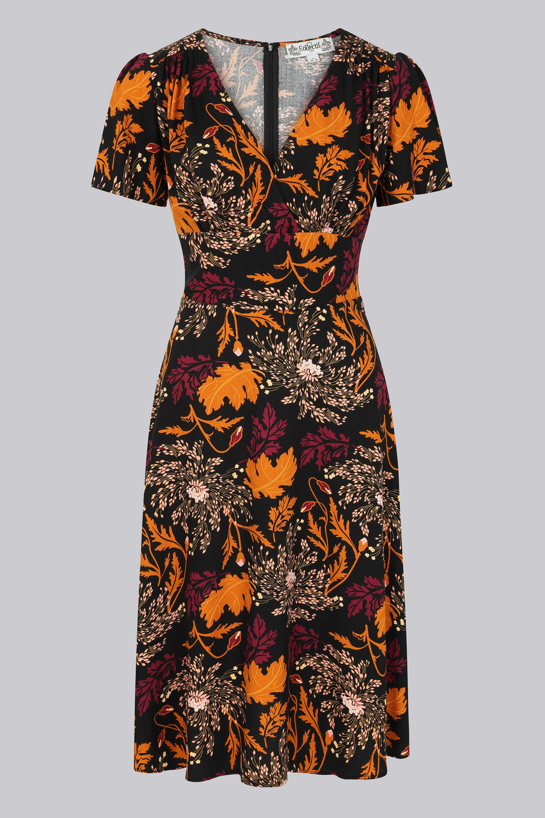 Fawzia Gold Leaf Flared Dress